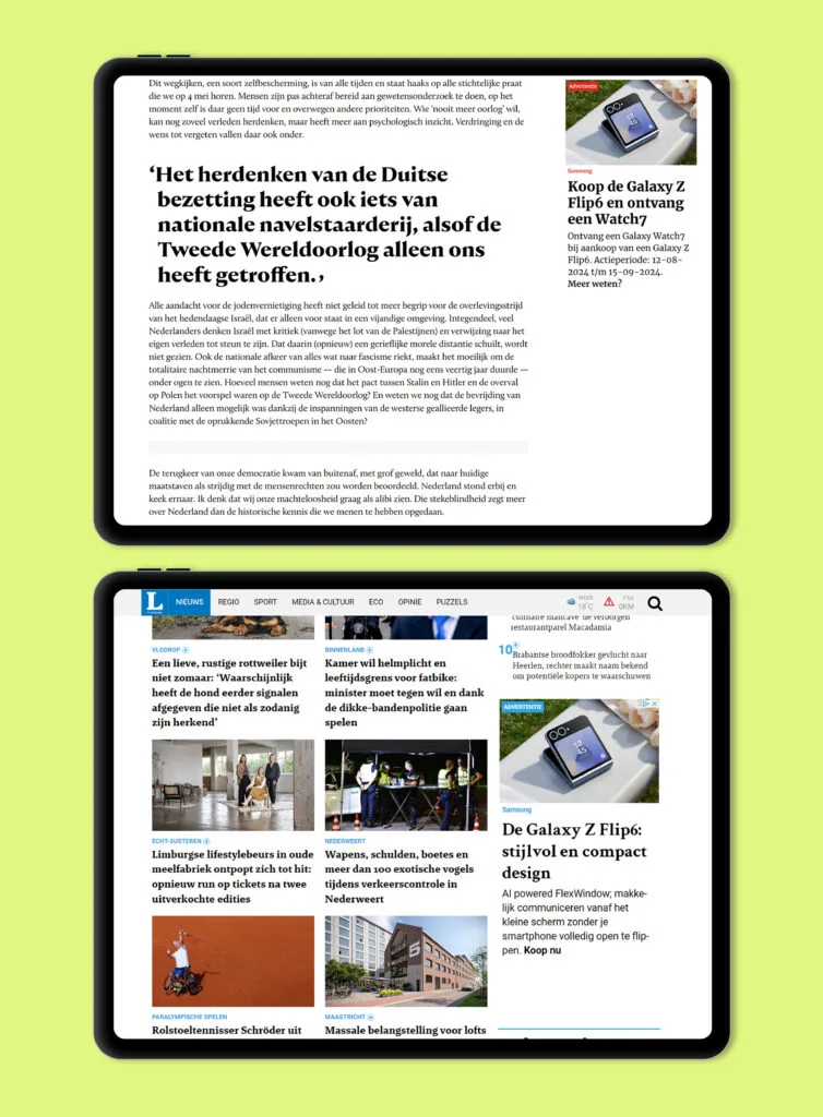 Ad examples on tablet: Samsung