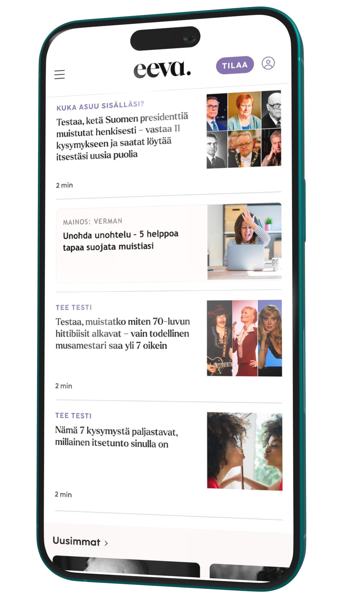 Mock-up of eeva.fi